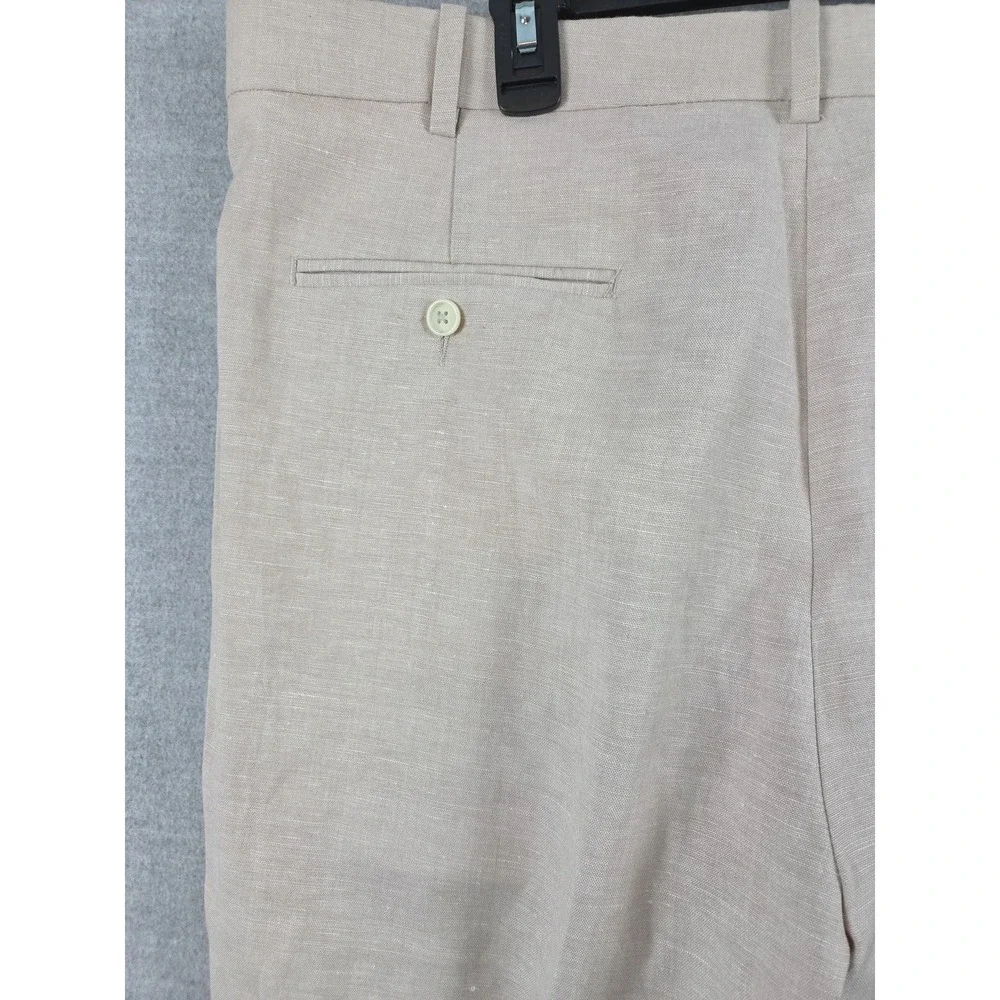 Perry Ellis Folio‎ Flex Mens Pants 38x30 Linen Blend Retro Pleated Cuffed Preppy